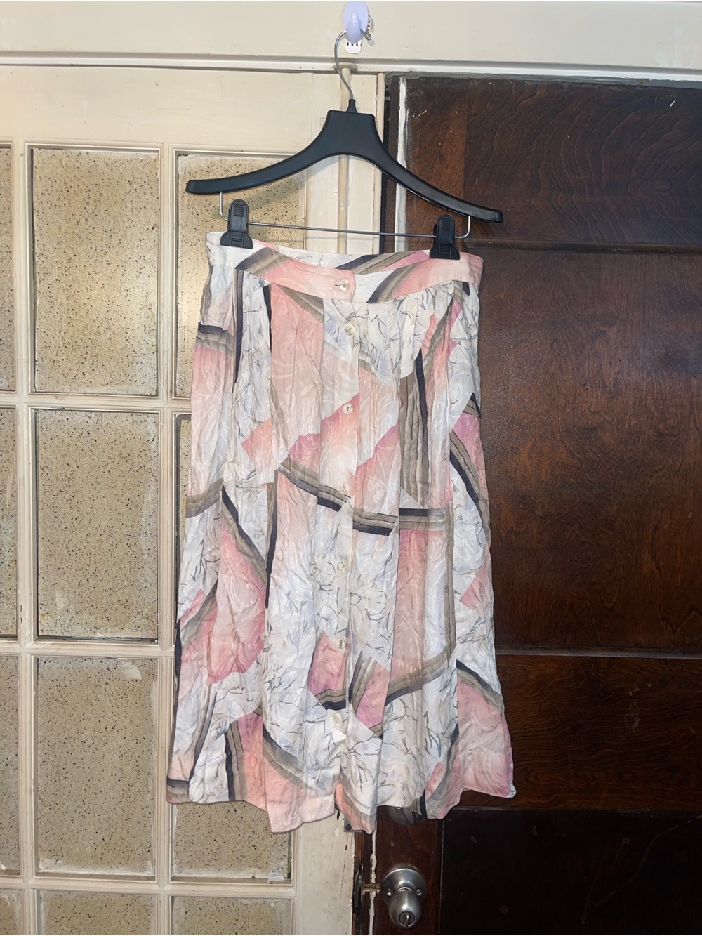 Vintage Melrose Multicolor Abstract Printed Pleated Midi Skirt - Size 13/14